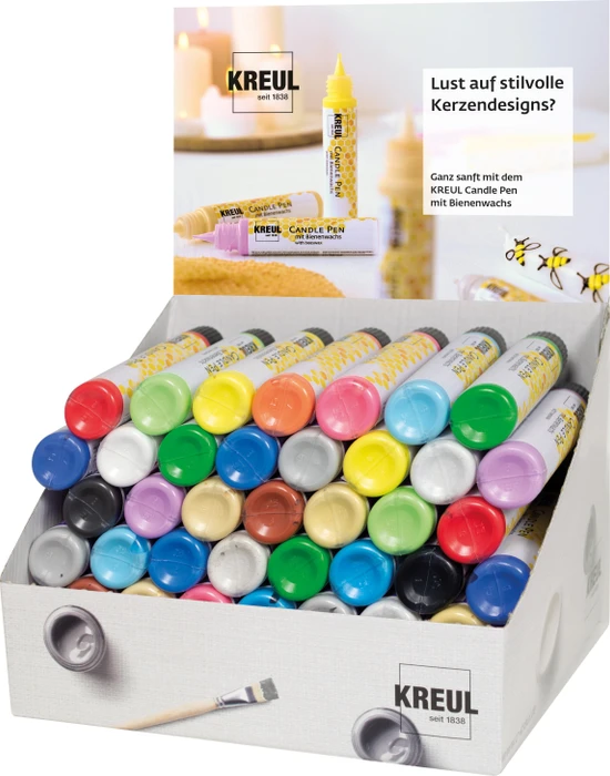 Kreul Candle Pen Kerzenmalfarbe Thekendisplay, 20 Farben, 29ml
