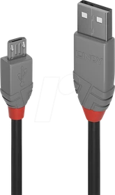 Lindy 3m USB 2.0 Typ A an Micro-B Kabel Anthra Line