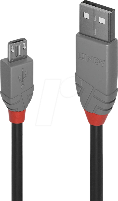 Lindy 3m USB 2.0 Typ A an Micro-B Kabel Anthra Line