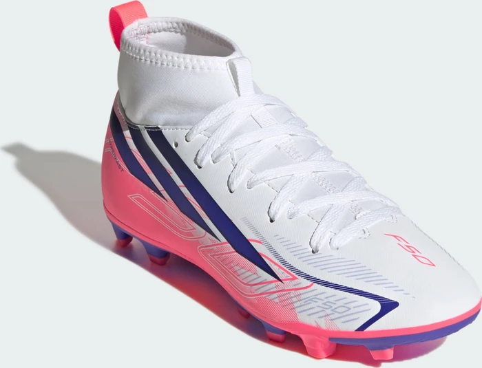 adidas F50 Hyperfast Club Mid FG/MG cloud white/solar purple/solar turbo (Junior)