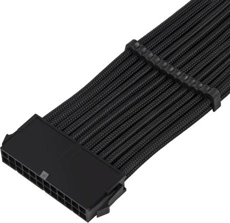 SilverStone PP07E Serie P07E-MBB, 24-Pin ATX Verlängerungskabel, 300mm, sleeved schwarz