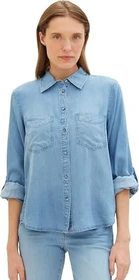 Tom Tailor Tencel Lyocell Hemd langarm clean mid stone/blue denim (Damen)
