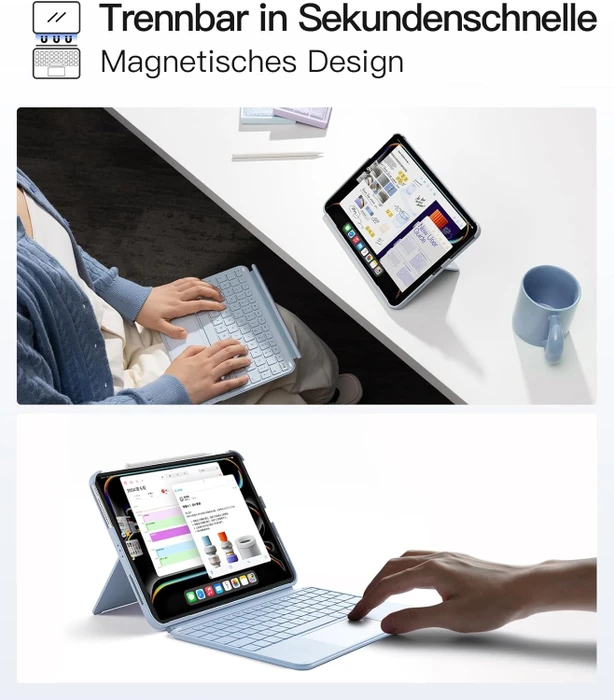Inateck ACE Touch Ultraleicht Tastatur für iPad Pro 11" (M4), blau, DE