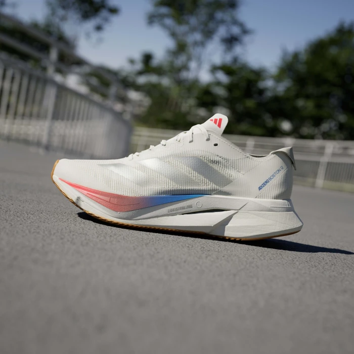 adidas Adizero Boston 12 core white/matte silver/pure ruby (Damen)