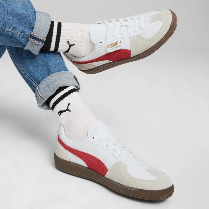 Puma Palermo Leather puma white/vapor gray/club red
