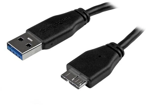 StarTech USB3AUB50CMS, Slim-USB-A 3.0 auf USB 3.0 Micro-B Adapterkabel schwarz, 0.5m