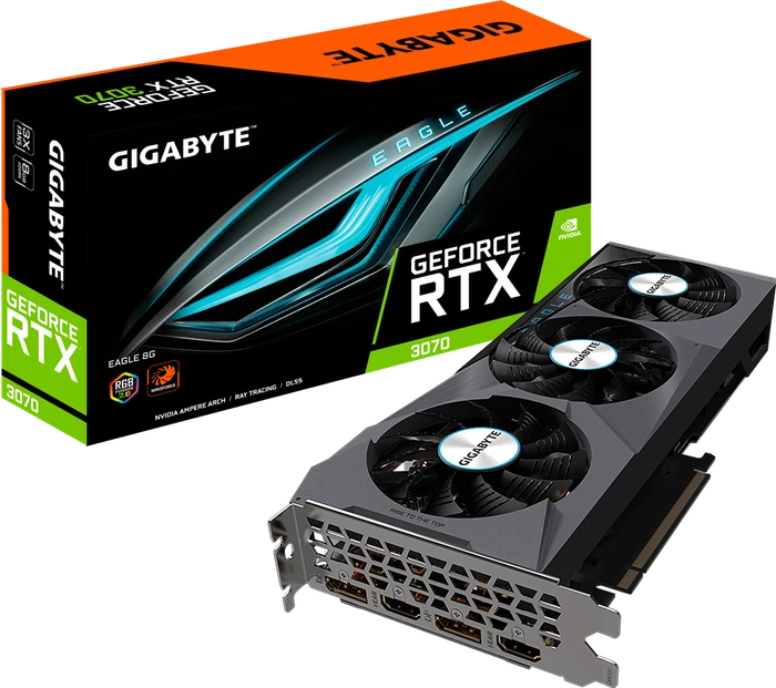 GIGABYTE GeForce RTX 3070 Eagle 8G (Rev. 2.0) (LHR), 8GB GDDR6, 2x HDMI, 2x DP