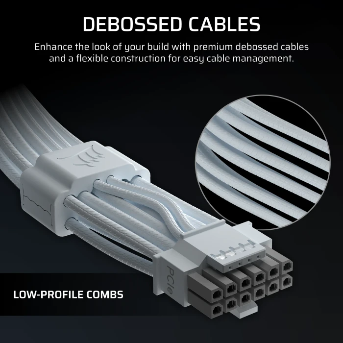 Corsair ThermalProtect PCIe 5.1 600W 12V-2x6 GPU Power Cable, weiß, 65cm