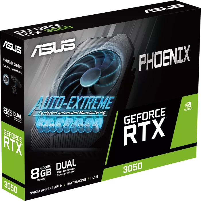 ASUS Phoenix GeForce RTX 3050 V2, PH-RTX3050-8G-V2, 8GB GDDR6, DVI, HDMI, DP