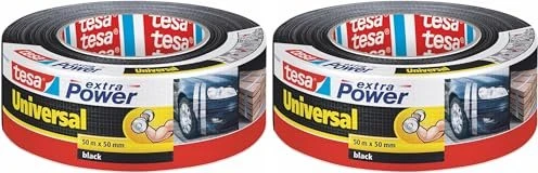 tesa extra Power Universal schwarz, Gewebeband, 50mm/50m, 2 Stück