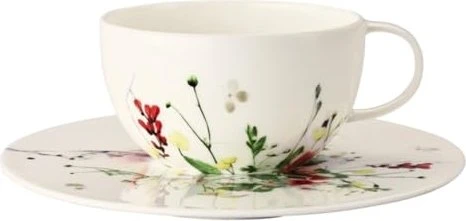 Rosenthal Brillance Bone China Fleurs Sauvages Cappuccino-/Teetasse mit Untertasse, 2-tlg.