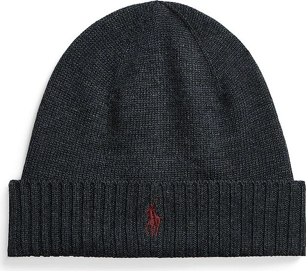 Ralph Lauren Signature Pony Wool Beanie dark granite heather