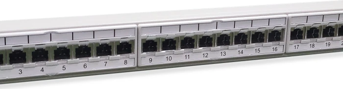 Equip Patchpanel Cat6a, Premium, geschirmt, 19", 24-Port, 1HE, 19", 1HE, grau