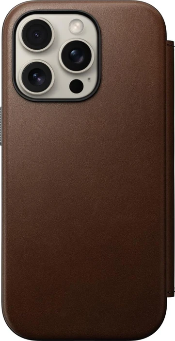 Nomad Modern Leather Folio für Apple iPhone 16 Pro braun