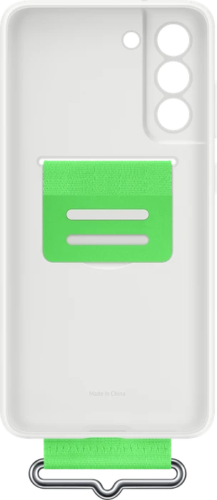 Samsung Silicone Cover with Strap für Galaxy S21 FE weiß