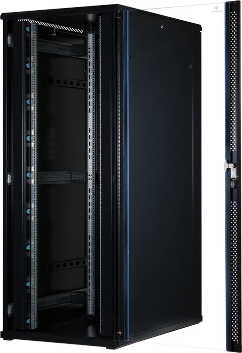 Rockstable 19" Serverschrank 42HE, Sicherheitsglastür, IP2X, schwarz, 1200mm tief