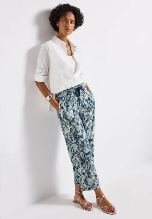 Street One Gemusterte Wide Leg Hose arona blue (Damen)