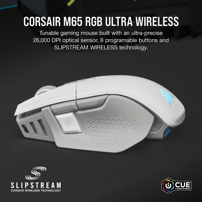 Corsair Gaming M65 RGB Ultra Wireless, weiß/hellgrau, USB/Bluetooth