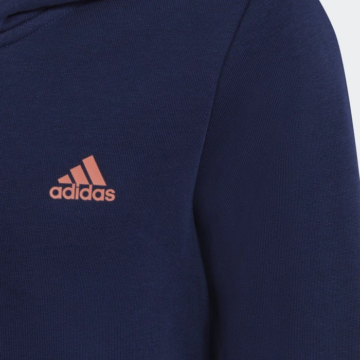 adidas Essentials Linear Logo Kapuze Hoodie dark blue/semi coral fusion (Junior)