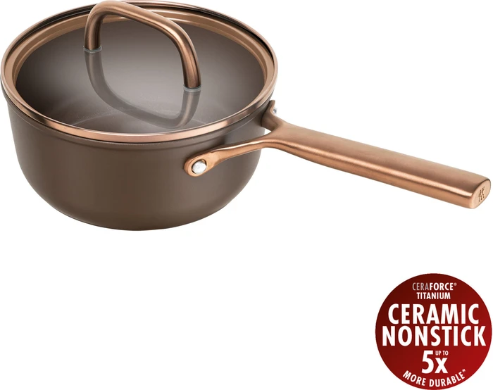 Zwilling Milano Stieltopf mit Glasdeckel 18cm braun