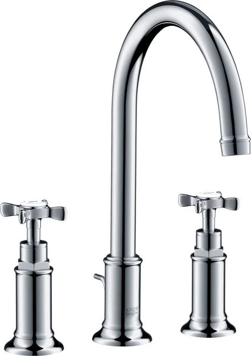 Hansgrohe Axor Montreux 3-Loch Waschbeckenarmatur 180 mit Kreuzgriffen und Ablauffernbedienung chrom