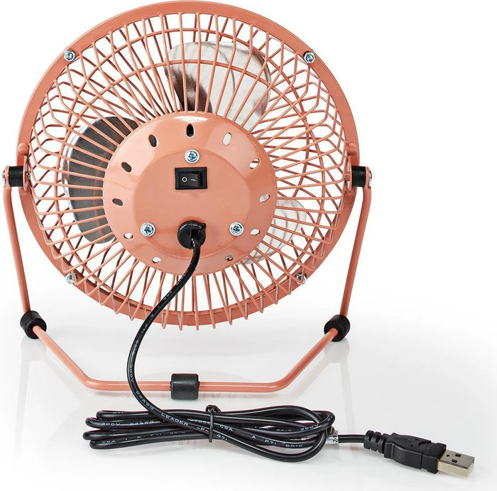 Nedis FNDK1PK15 USB Mini Tischventilator aus Metall 15cm rosa