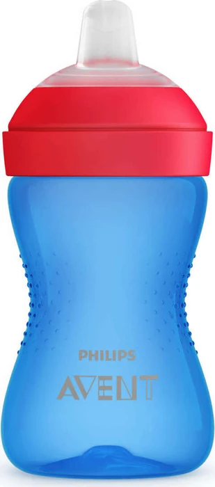 Philips Avent SCF802/01 My Grippy Trinkbecher mit hartem Trinkschnabel, 9+M, 300ml, blau/rot