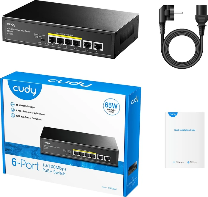 Cudy FS10 Desktop Switch, 6x RJ-45, 60W PoE+