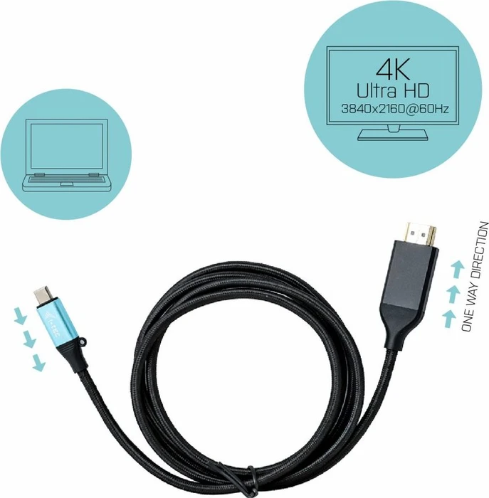i-tec USB-C 3.1 [Stecker] auf HDMI [Stecker] 4K 60Hz Adapterkabel schwarz, 2m