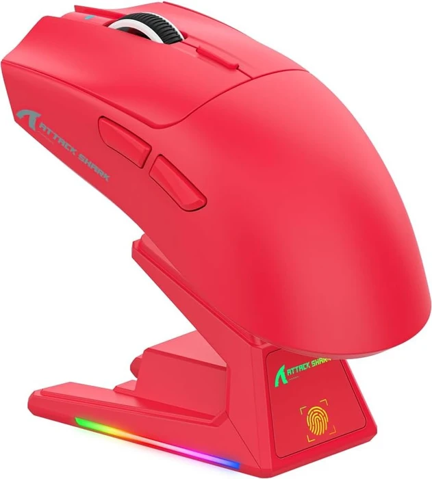 Attack Shark X1 Tri-mode Wireless Gaming Mouse mit Ladestation, rot, USB/Bluetooth
