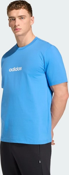 adidas Essentials Linear Single Jersey T-Shirt kurzarm ray blue/off white (Herren)