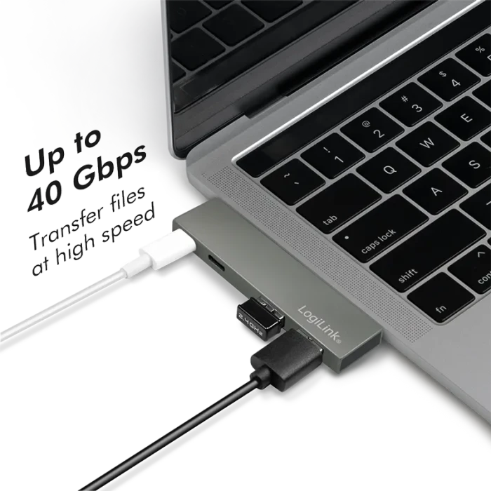 LogiLink 4-Port Dockingstation, 2x USB-C 3.0/2x USB-A 3.0, 2x Thunderrbolt 3 [Stecker]