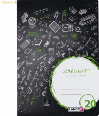 Landré Schulheft, A4, Lineatur 20, 32 Blatt