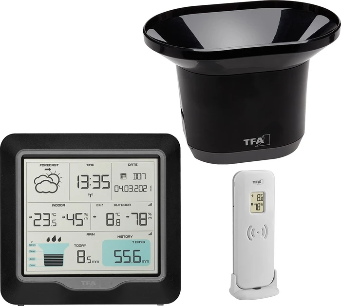 TFA Dostmann Rain Pro Funkwetterstation schwarz, digital