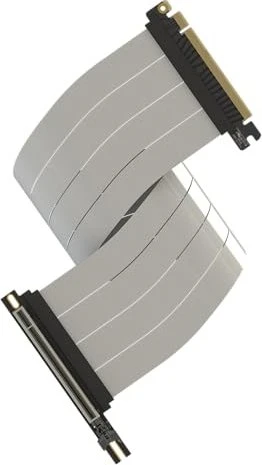 LinkUP AVA5 v4 ITX Armour Riser Kabel, rechts gerichtet, gewinkelt, PCIe 5.0, 500mm, weiß