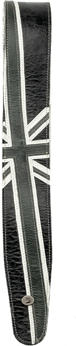 D'Addario Premium Leather Guitar Strap Union Jack Black and White