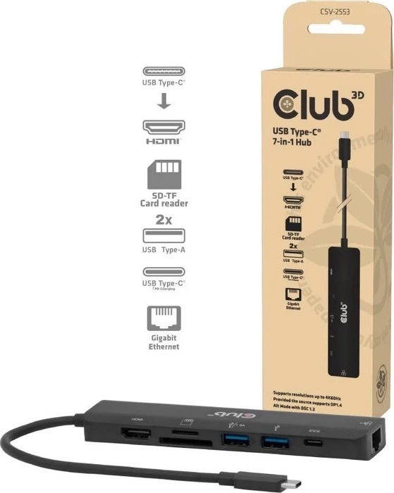 Club 3D 7-in-1 Hub, USB-C 3.0 [Stecker]
