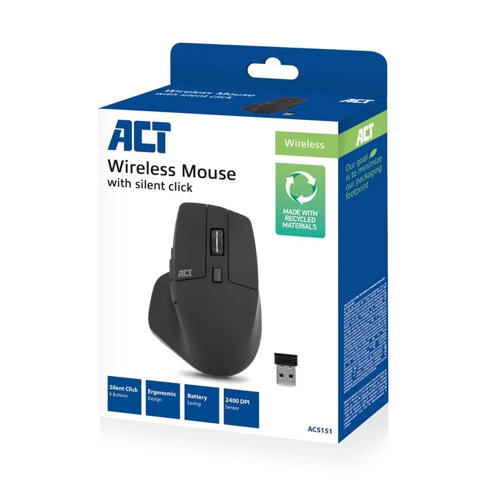 Act Wireless Mouse 2400dpi, schwarz, USB