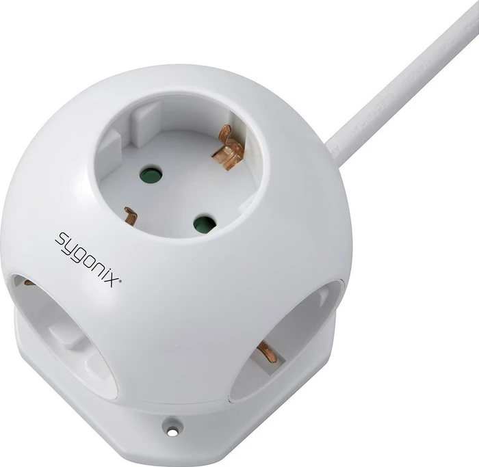 Sygonix Steckdosenwürfel in Globusform, 5-fach, 1.4m, weiß