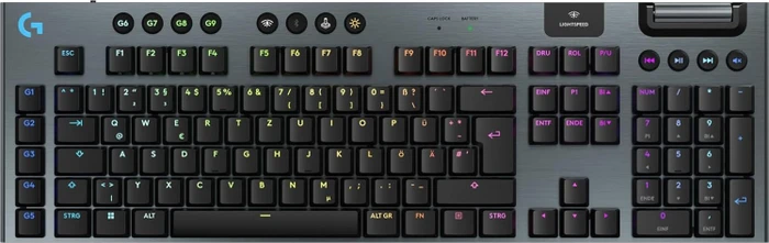 Logitech G915 X Lightspeed, schwarz, LEDs RGB, GL CLICKY, USB/Bluetooth, DE