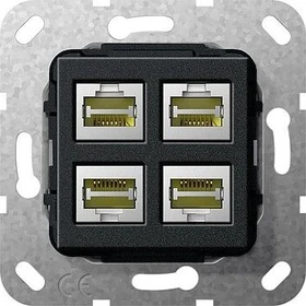 Gira Einsatz Modular Jack RJ45 Cat.6A 10 Gbit-Ethernet 4fach Kupplung