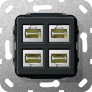 Gira Einsatz Modular Jack RJ45 Cat.6A 10 Gbit-Ethernet 4fach Kupplung