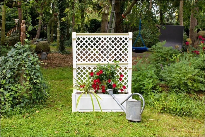 KHW Pflanzkasten mit Spalier zentral 100x43cm weiß