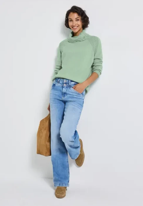Street One Stehkragen Pullover serene green mel. (Damen)