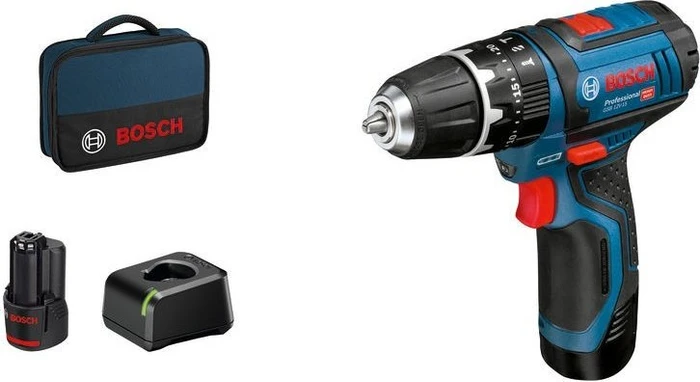 Bosch Professional GSB 12V-15 Akku-Schlagbohrschrauber inkl. Tasche + 2 Akkus 2.0Ah