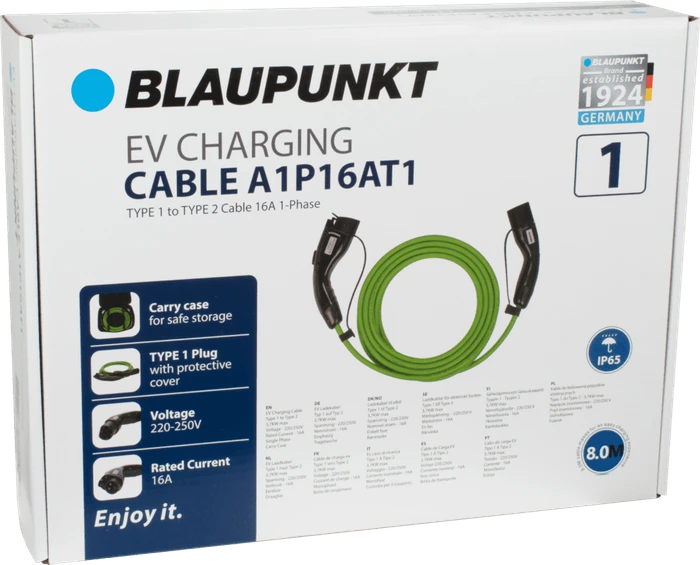 Blaupunkt Typ 1 Ladekabel, 3.7kW, 8m