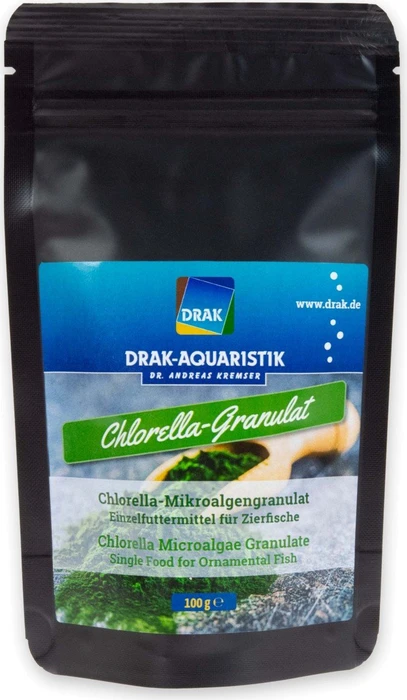 DRAK-Aquaristik Chlorella-Mikroalgen-Granulat, Standbodenbeutel, 100g