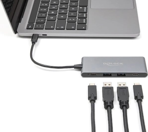 DeLOCK 4-Port USB-Hub, 2x USB-C 3.1, 2x USB-A 3.1, USB-C 3.1 [Stecker]