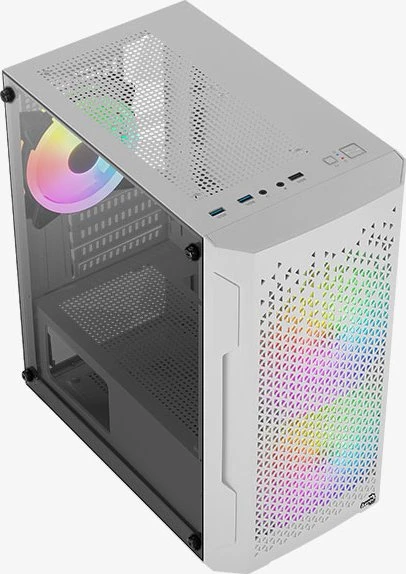 AeroCool Trinity Mini White, weiß, Lüfter LED Fixed RGB, Glasfenster