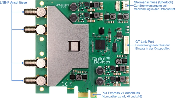 Digital Devices Max SX8, DVB-SX2/S2/S Octa-Tuner, PCIe x1